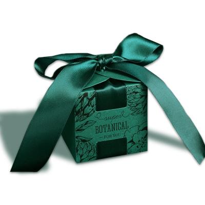 China Forest Green Small Ring Gift Box With Ribbon for sale