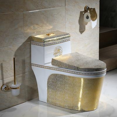 China Luxury Bathroom Golden Single Piece Toilet Bowl Ceramic Sanitary Ware en venta