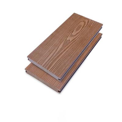 China Wear Resistant WPC Decking Boards 145x22cm 3D Solid Deep Embossed Swimming Pool Floor for sale