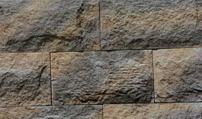 Chine mur beige handcrafted 14mm de ciment de champignon de Gray Orange Cultured Stone Brick à vendre