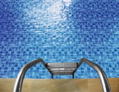 China PRIMERA Swimming Pool Mosaic Tiles 306×306mm blue Glazed Mesh Mounted 24kg/box for sale