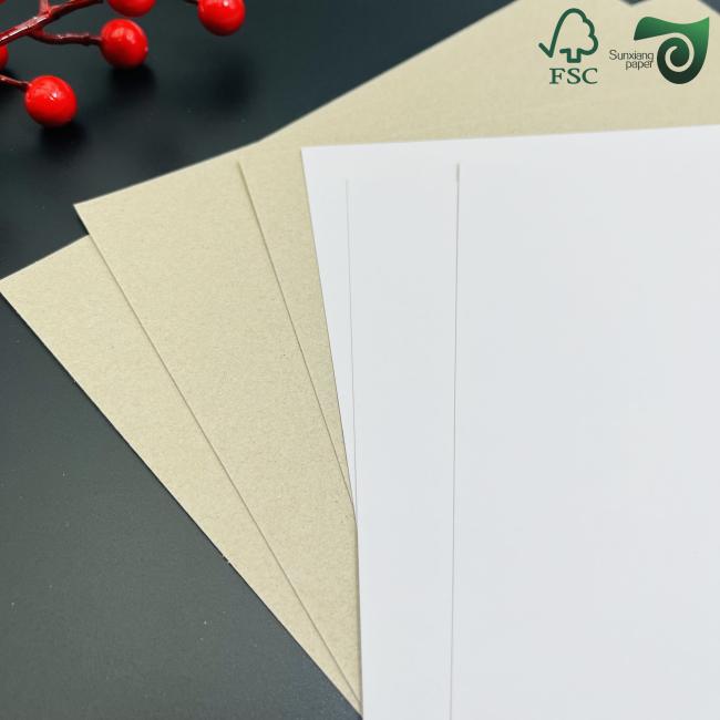 FSC Certified Duplex Board sample showing white coated surface