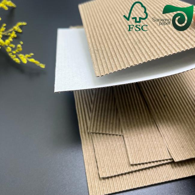 Close-up view of E/F flute corrugated cardboard texture