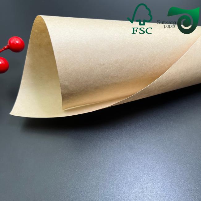 FSC Certified MG Brown Kraft Paper sample showing glossy and textured surfaces