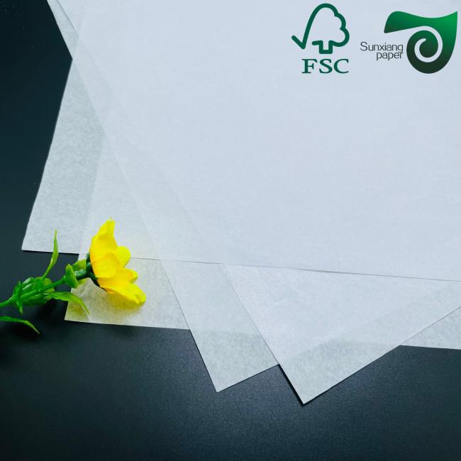 FSC Greaseproof Wax Wrap Paper product display showing packaging and texture