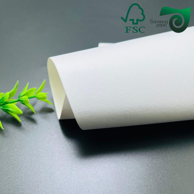 Luxury gift packaging application using cloth texture embossed paper