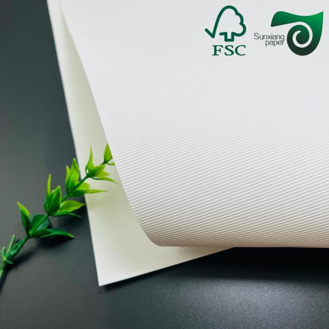 Close-up view of embossed paper texture showing detailed custom pattern