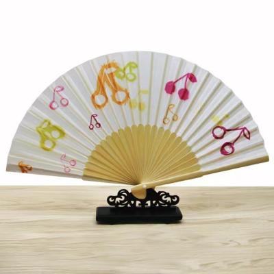 China Big Clack Large Polyester Satin Bamboo Custom Hand Fan Rainbow Gay Pride 33Cm for sale