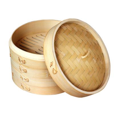 China 10 Inch Lid Dim Sum Bamboo Steamers , Rice Bamboo Momo Steamer Basket Kitchen for sale