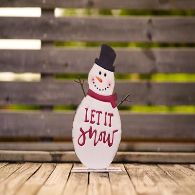 China Handmade Metal Outdoor Snowman Ornaments Stakes For Christmas Decoration en venta