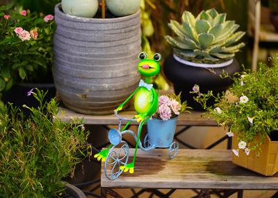 China Metal Frog Bicycle Flowerpot Interior Decoration Outdoor Garden Flowerpot à venda