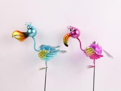 China Metal Solar Garden Ornament With LED Outdoor Plug In Flamingos Cranes Peacocks for sale