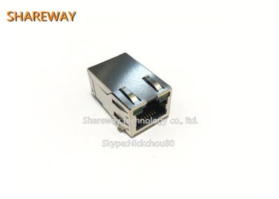 China Single Row 6pins PoE RJ45 Connector J0G-0059NL Right Angle With LED / Finger for sale
