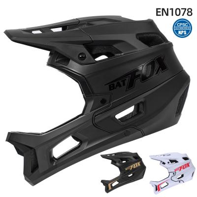 China Adult BMX Full Helmet Downhill Off Road Integrated Anti Drop Anti Glare Hat Brim Full Face Helmet Black for sale