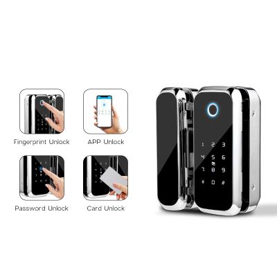 China TTLock BT or WIFI Wireless App Digital Electronic Biometric Fingerprint Glass Door Lock for Office for sale