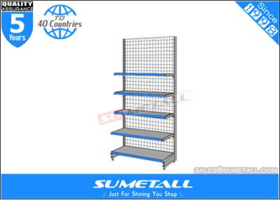 China Custom Multi Tiered Shop Display Shelf Removable With Grid Wire Mesh Backing for sale