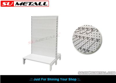China Custom Steel Supermarket Display Shelves With Volcano Perforated Panel for sale