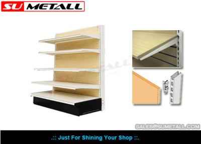 China Medium Duty Supermarket Display Shelving Grocery Store Shelves With MDF Wood Back for sale