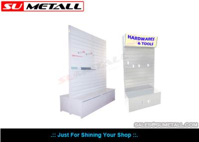 China Double Sided Supermarket Display Shelf , Grocery Store Fixtures Slat Panel Backing for sale