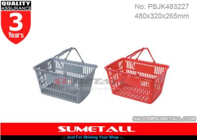 China OEM Service 28L Plastic Shopping Basket With Handles / Hand Baskets For Shopping for sale