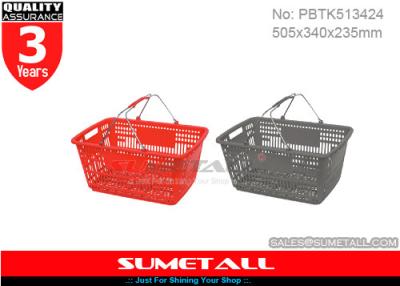 China Red Grey Color Grocery Plastic Shopping Baskets For Retail Stores / Supermarket for sale