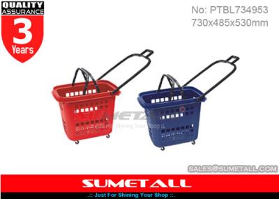 China 70L Rolling Shopping Basket With ABS Handles , Supermarket Basket With Wheels for sale