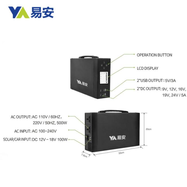 Portable Power Station, 1000Wh Solar Generator 110V 500W Peak 700W 1 AC Outlet 2 USB Ports 2 DC Ports Backup Battery 1