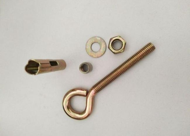 M10 M12 Metal Anchor Bolts Fasteners With Eye , Yellow Zinc Concrete Eye Hook Bolt