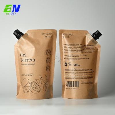 China 1000ml Shampoo Pouch Refill Kraft Paper With Plastic Cap for sale