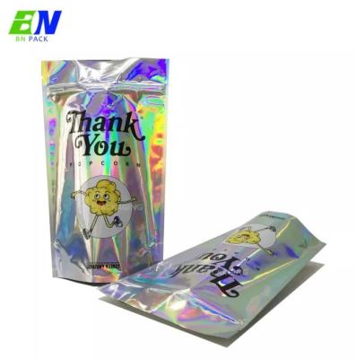 China Custom Printed Soft Touch Child Resistant Smell Proof Resealable Ziplock 3.5g Holographic Gummies Mylar Bag for sale