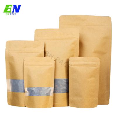 China 100g 250g 500g 1kg Plain Biodegradable Stock Stand Up Brown Kraft Paper Bag With Zipper for sale