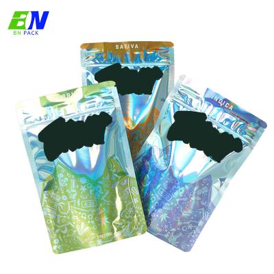 China Child Resistant Zipper Holographic Mylar Bag With Digital Full Color Printing for sale