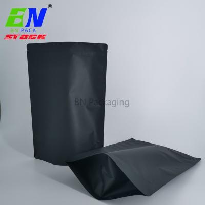 China 500g 1kg Black Kraft Stand Up Pouches High Barrier Food Grade Material for sale