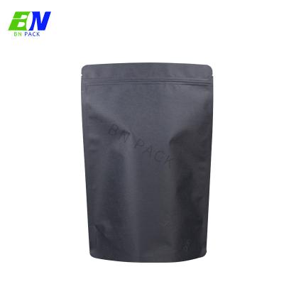 China Recyclable Black Kraft No Printing Stock Pouch Customized With Zipper for sale