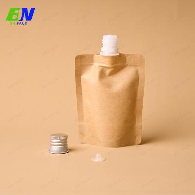 China Custom Biodegradable Stand Up Bag Recyclable Liquid Laundry Cosmetic Shampoo Refill Packaging Kraft Paper Spout Pouch for sale