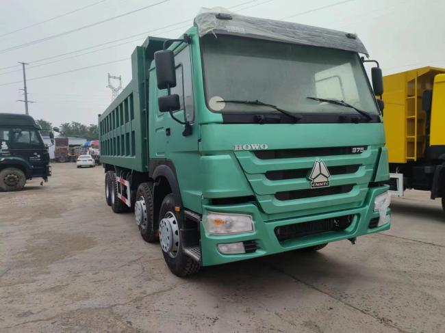 Sinotruk HOWO 8*4 Dump Truck Secondhand Truck 12 Wheels Green Color 375HP