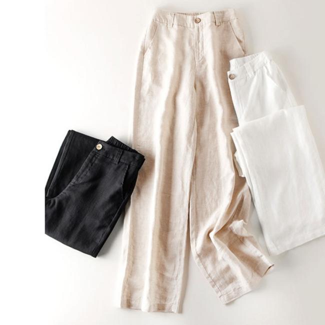 Fashion linen pants women casual straight pants loose Hemp trousers