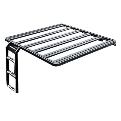 China Jeep Cherokee Jl Silver Black Roof Rack with Extended Ladders and Functional Cargo Basket for sale