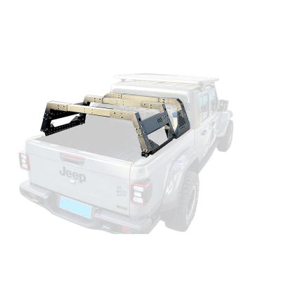 China JEEP Compatible Black Textured Powder Coating Finish Overland Bed Rack Roll Bar System for sale