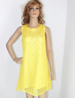 China Round neck sleeveless ladies dresses with polyester for sale