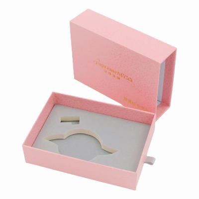 China Cutouts Inlay DIY Sliding Drawer Gift Boxes 120g Pink Rigid Cardboard for sale