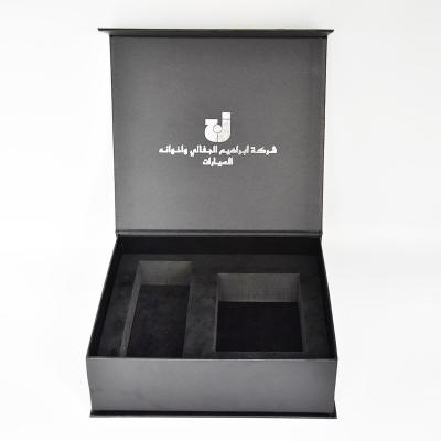 China Car Perfume Magnetic Closure Rigid Boxes Luxury Custom Black Leather PU Book Shape Handmade for sale