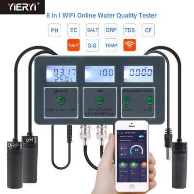 China Tuya Wifi Online Water Quality Detector PH ORP EC TDS SALT S.G CF Temper for sale
