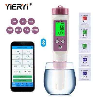 China 7 In 1 Temp ORP EC TDS Salinity PH Meter Online Blue Tooth Water Quality Tester for sale