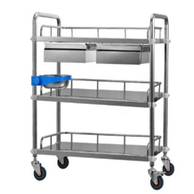 China Three Layers Medical Instrument Surgical Trolley Stainless Steel With Drawers for sale