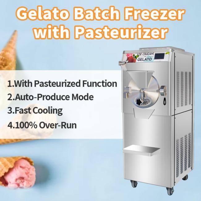 Pasteurized Hard Ice Cream Machine Pasteurizer Gelato Batch Freezer Heat and Freeze Combined Italian Ice Machine