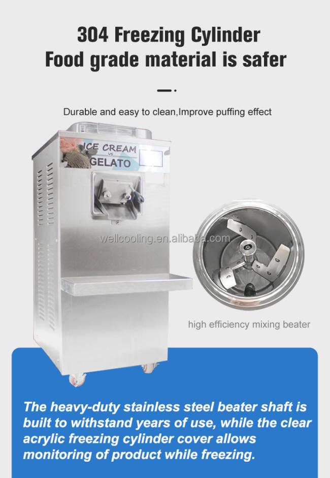 Wellcooling Vertical Gelato Batch Freezer Commercial Italian Ice Sorbet Hard Ice Cream Machine