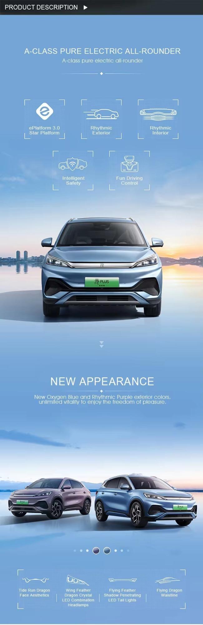 Hot Sale 2024 Byd Yuan Plus EV Range 430km Fast Charging Electric Cars New Energy Vehicles Compact SUV