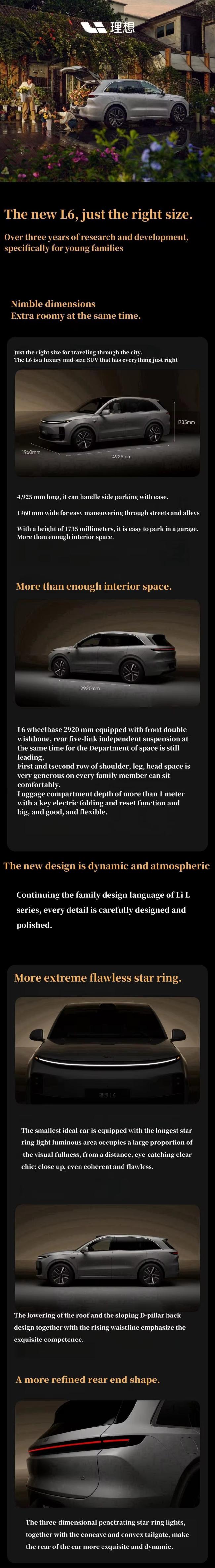 2024 Li L6 Hybrid Li Auto L6 Luxury Electric Car Vehicles 4WD Lixiang L6 Hybrid EV Su