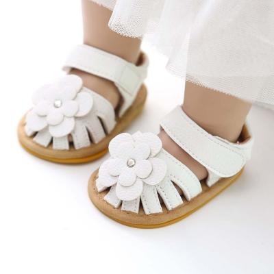 China New summer 0-2 years old infant leather flower design girl baby shoes for sale